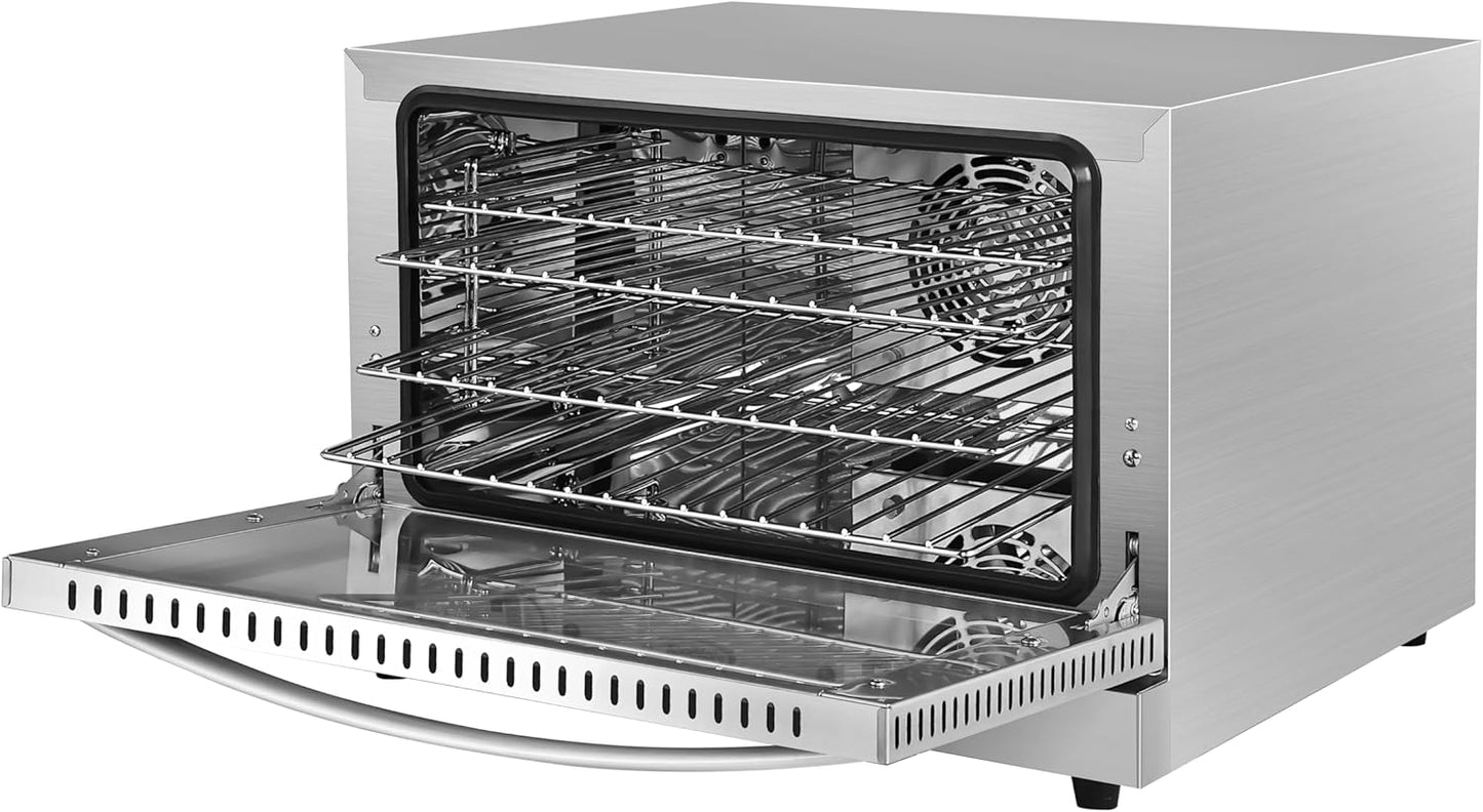 KoolMore 23 in. Commercial Countertop Convection Oven for Half-Size Pans with 4 Racks 1600W of Power in Stainless-Steel, ETL Listed for Safety and Sanitation (KM-CTCO-15)