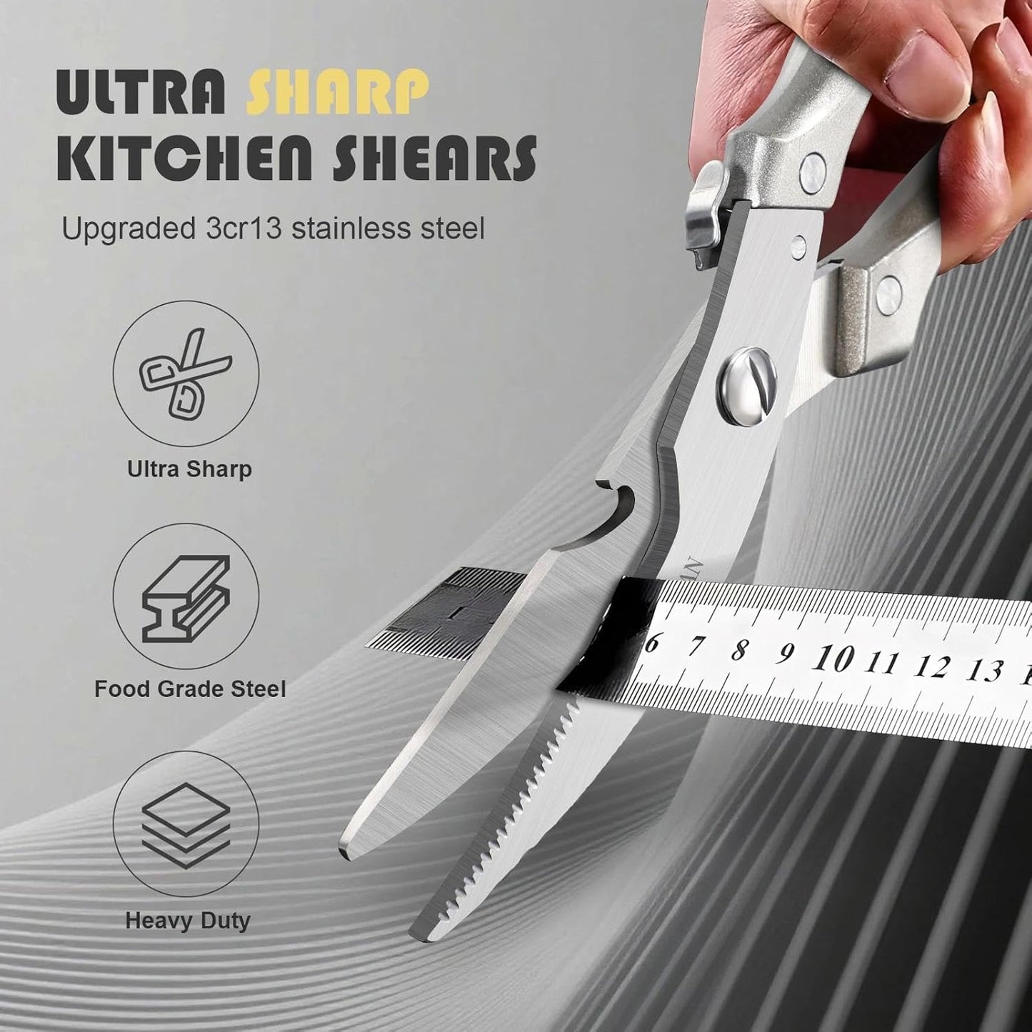 Huusk Kitchen Scissors Set, Poultry Shears Heavy Duty with Spring Loaded, Kitchen Meat Scissors All Purpose for Food, Chicken, Fish