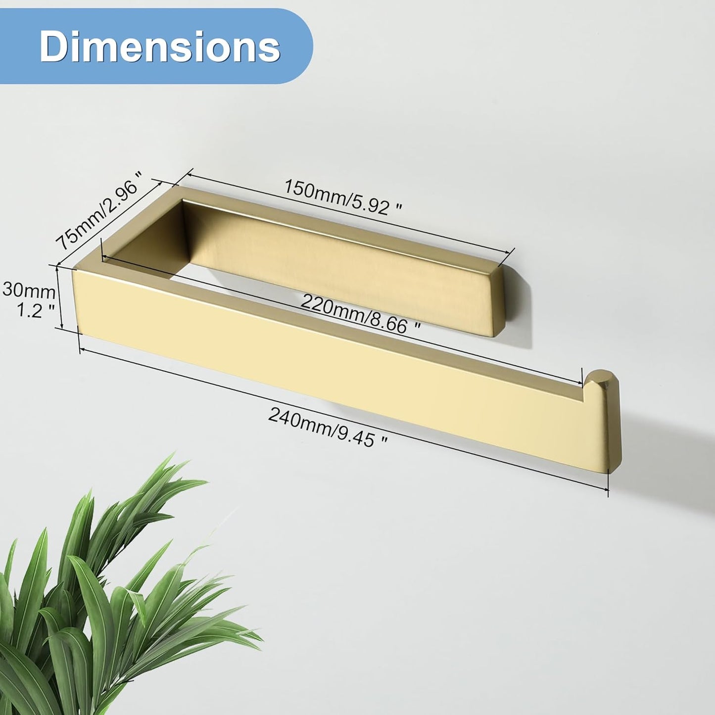 Sayayo Brushed Gold Towel Ring for Bathroom, 10 Inch Hand Towel Bar Towel Rack Towel Holder Wall Mounted Square, SUS304 Stainless Steel