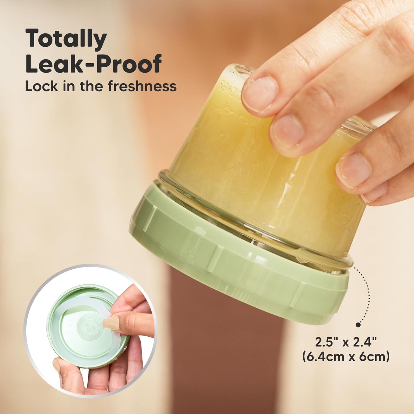 KeaBabies 6pk 4oz Glass Baby Food Containers with Lids - Leak-Proof, Microwavable Small Glass Jars, Baby Purees & Toddler Snack Storage Containers, BPA-Free, Dishwasher & Freezer Safe (Nord)