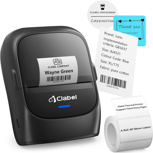 CLABEL 221B Label Maker Machine with Tape, 2 Inch Thermal Label Printer, Portable Bluetooth Sticker Maker Machine Barcode Labeler Compatible with Phone & PC for Small Business Retail Office