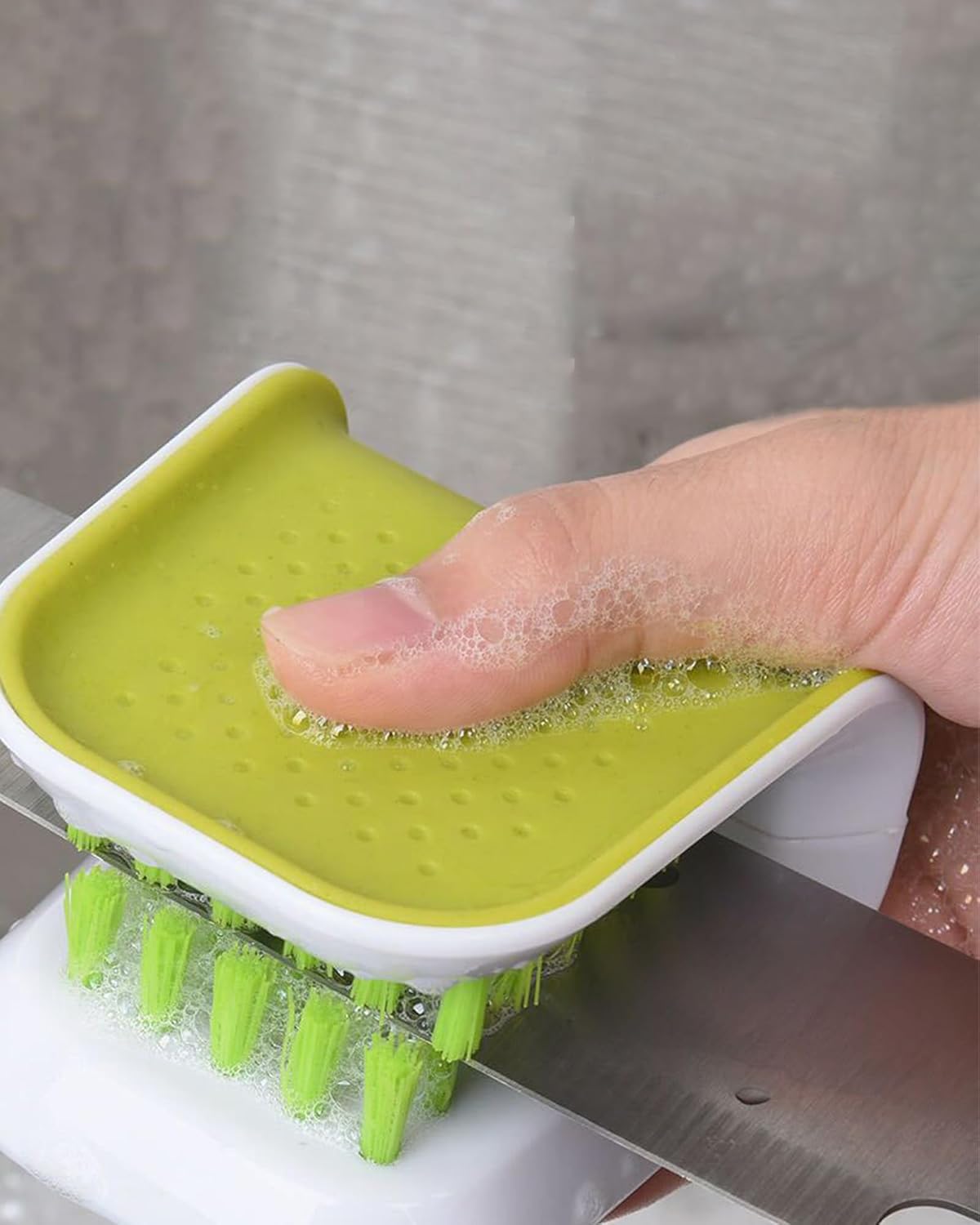 Blade Knife Cleaner Kitchen Washing Brush Chopsticks Cutlery Cleaning Brush Double-Sided Scrubber Multifunctional Knife Sponge