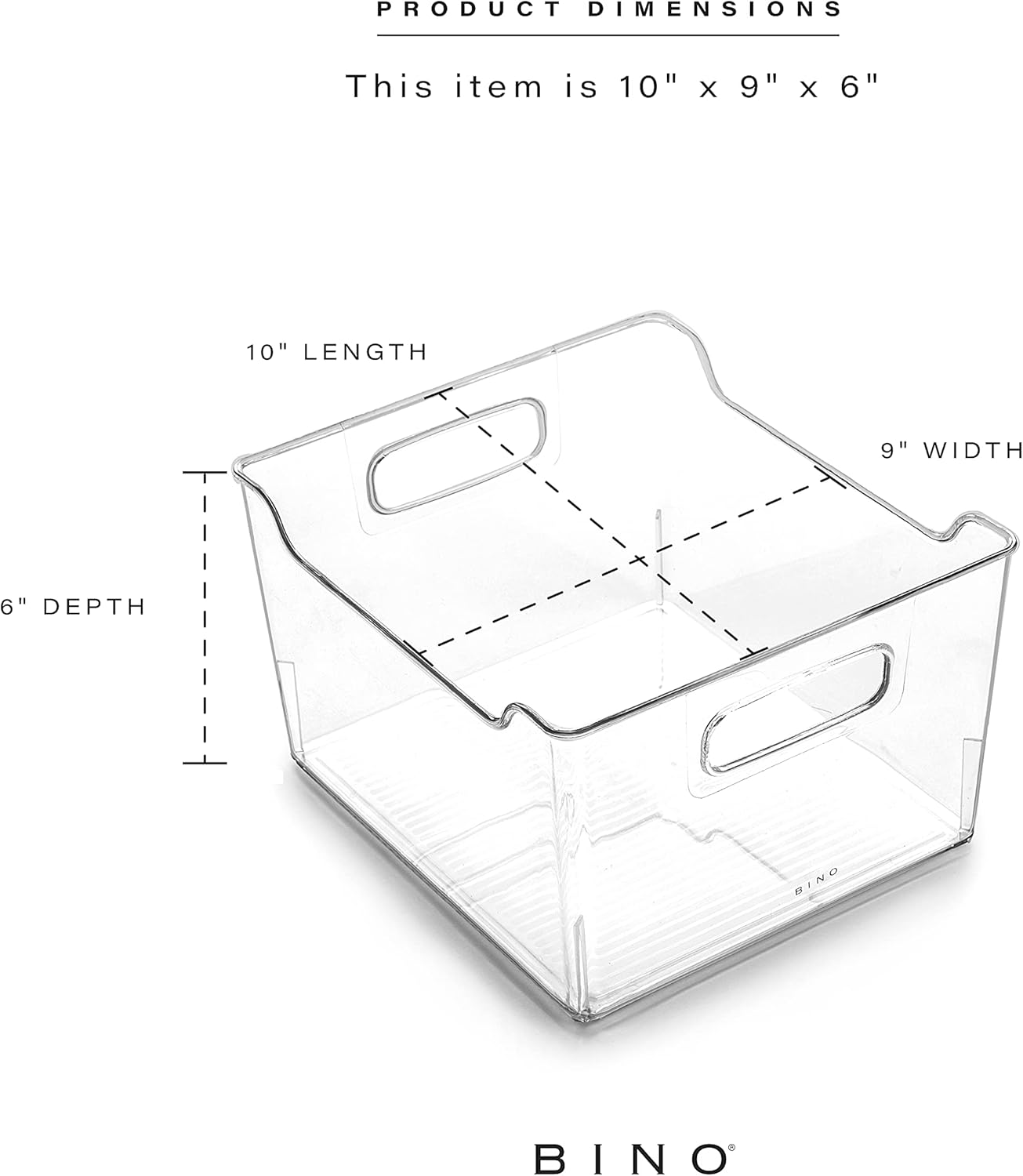 BINO | Plastic Storage Bins - 4 Pack | THE LODGE COLLECTION | Clear Storage | Containers for Organizing with Handles | Pantry Kitchen Organization | Fridge Organizer | Bathroom | Shelves Cabinet