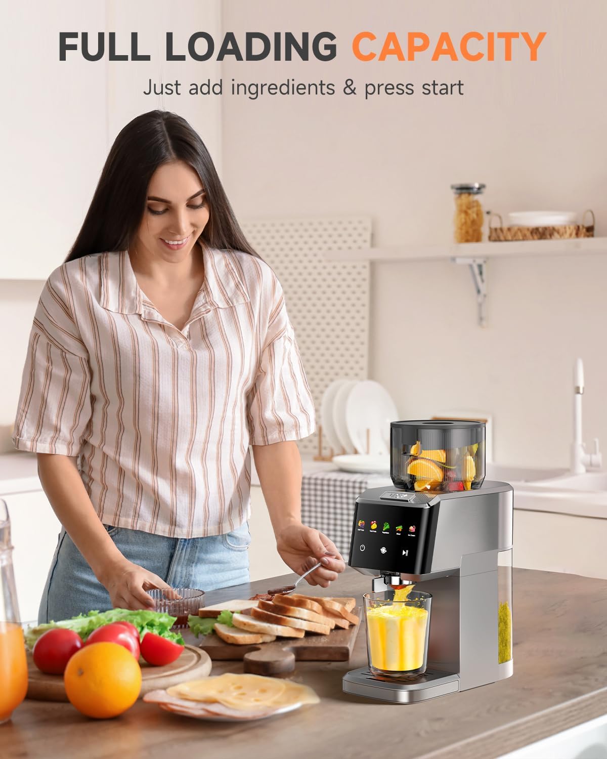 VCK Cold Press Juicer - Large 5.12" Feed Chute, Easy to Clean, Slow Masticating for Nutrient Retention, Quiet 250W Motor, High Juice Yield, Leakproof - Fruits, Vegetables & Leafy Greens