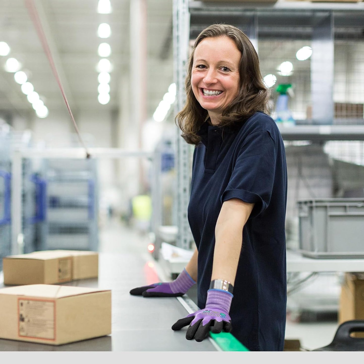 KAYGO Safety Work Gloves MicroFoam Nitrile Coated, 3 Pairs KG18NB,Seamless Knit Nylon Glove for Men and Women, Ideal for Automotive,Warehouse,Construction (Medium,Purple)