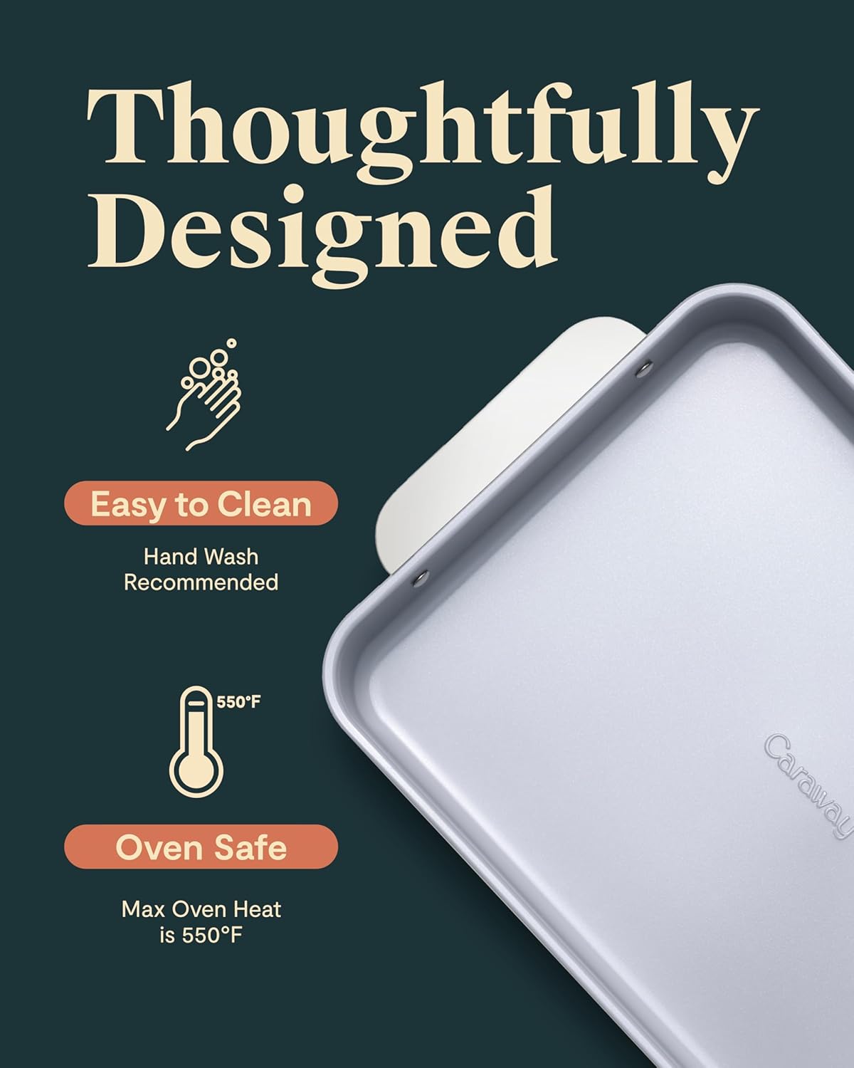 Caraway Non-Stick Ceramic 9”x13” Rectangle Pan - Naturally Slick Ceramic Coating - Non-Toxic, PTFE & PFOA Free - Perfect for Brownies, Lasagnas, and More - Cream