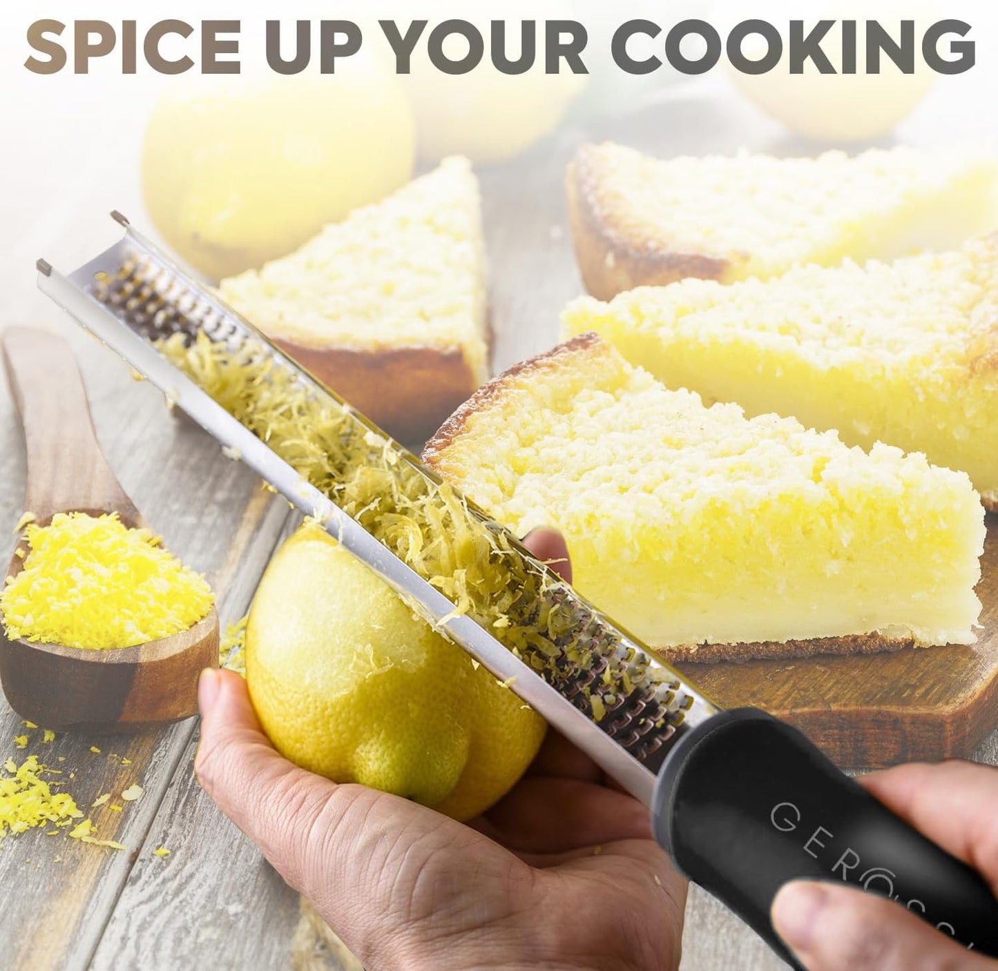 Stainless Steel Cheese Grater & Lemon Zester w/Extra Sharp Blade - Perfect for Lemon, Parmesan, Garlic, Chocolate - Spice Up any Dish in Seconds w/Your Premium Citrus Hand Grater with Handle - Black