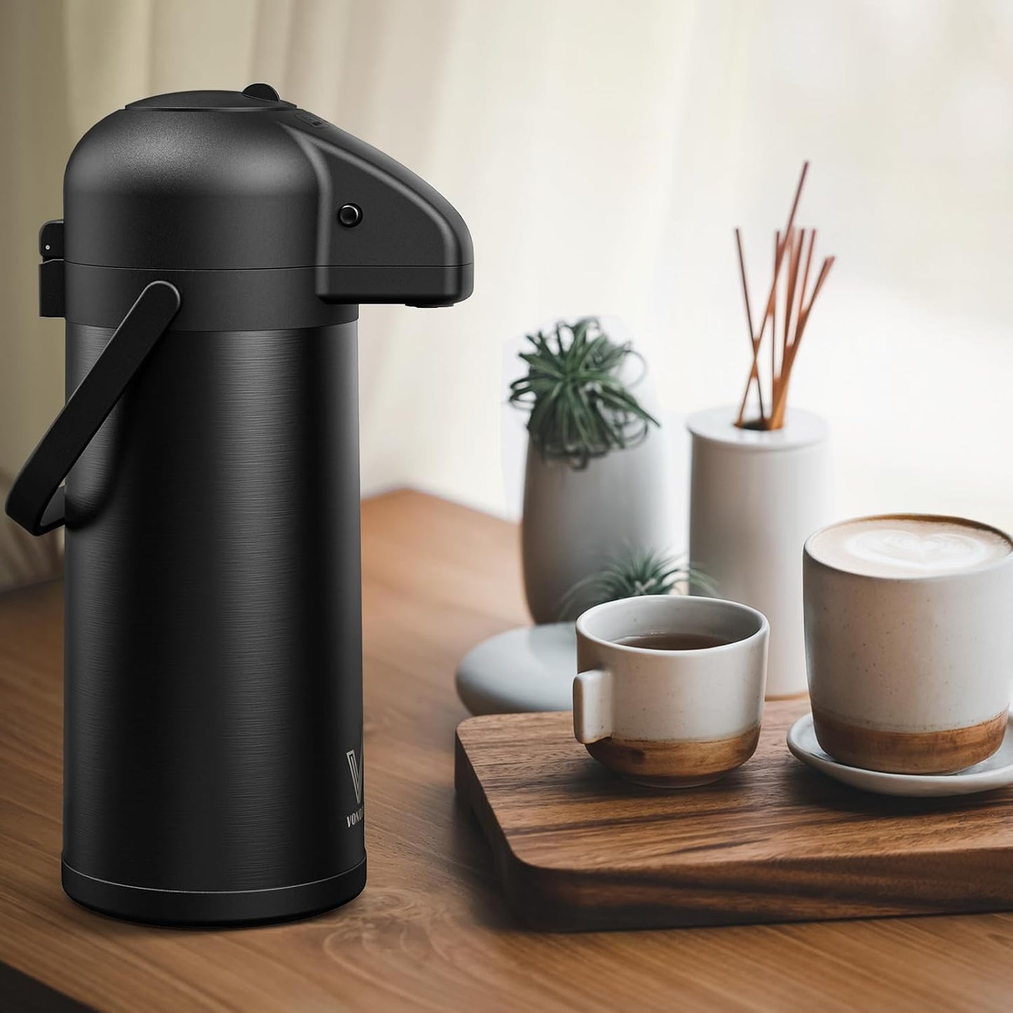 Airpot Coffee Carafe for Keeping Hot - 102 OZ/ 3.0L Coffee Dispenser with Pump - Insulated Stainless Steel thermal carafe for Hot Drinks Water Tea Chocolate - Hot Beverage Dispenser for Parties