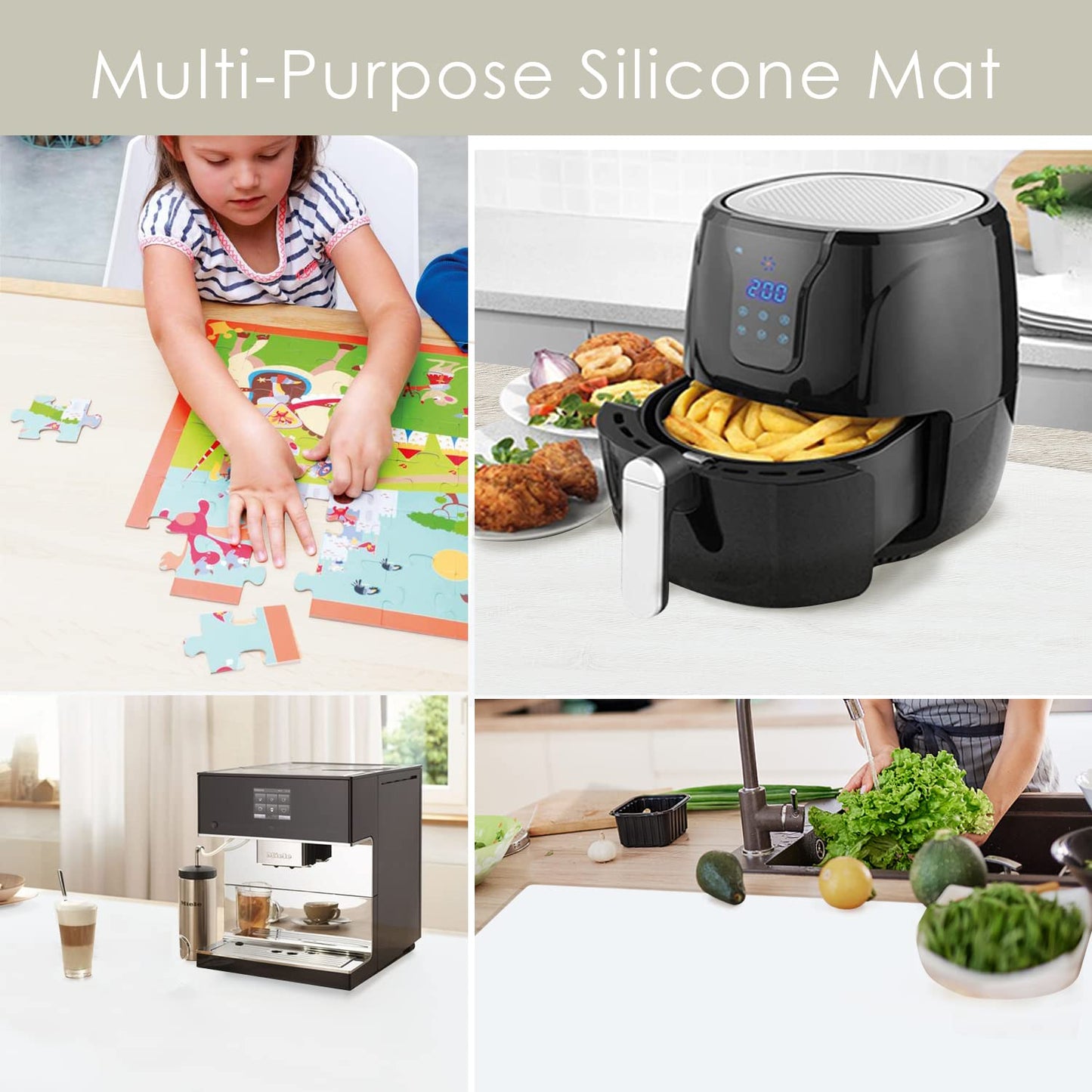 Extra Large silicone Mats, Food-Grade Kids Silicone Placemats Silicone Mats for Kitchen Counter Heat Resistant Mat Dab Mat, Non Stick Silicone Mat for Craft Pastry Baking, 27.6'' x 19.7'', Clear 1Pack