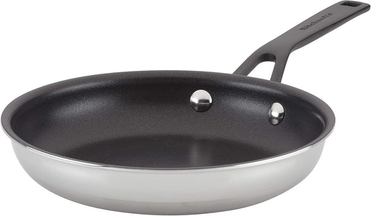 KitchenAid 5-Ply Clad Polished Stainless Steel Nonstick Fry Pan/Skillet, 8.25 Inch