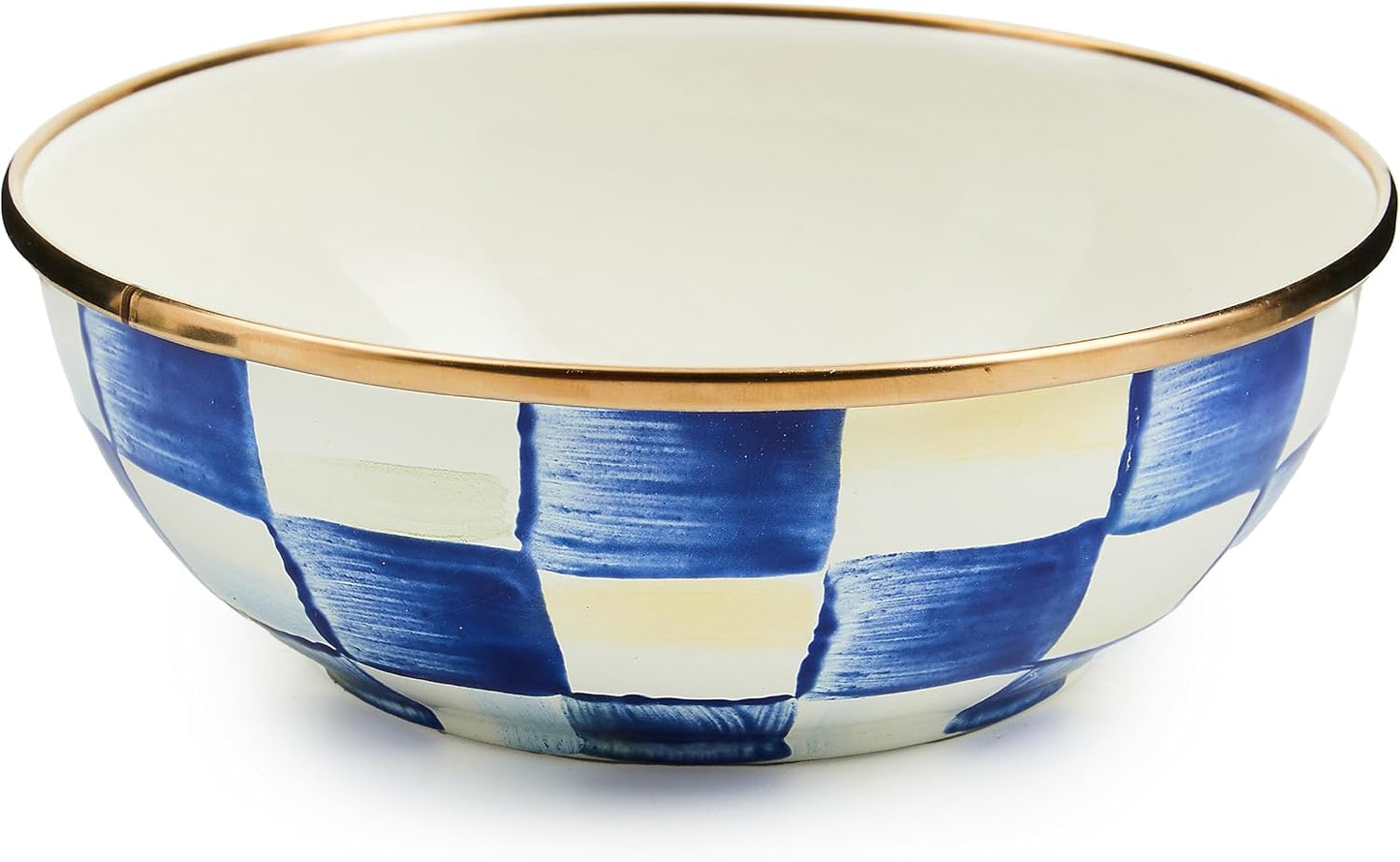 MACKENZIE-CHILDS Enamel Everyday Bowl, Serving Bowl for Entertaining, Extra Small, Blue-and-White Royal Check