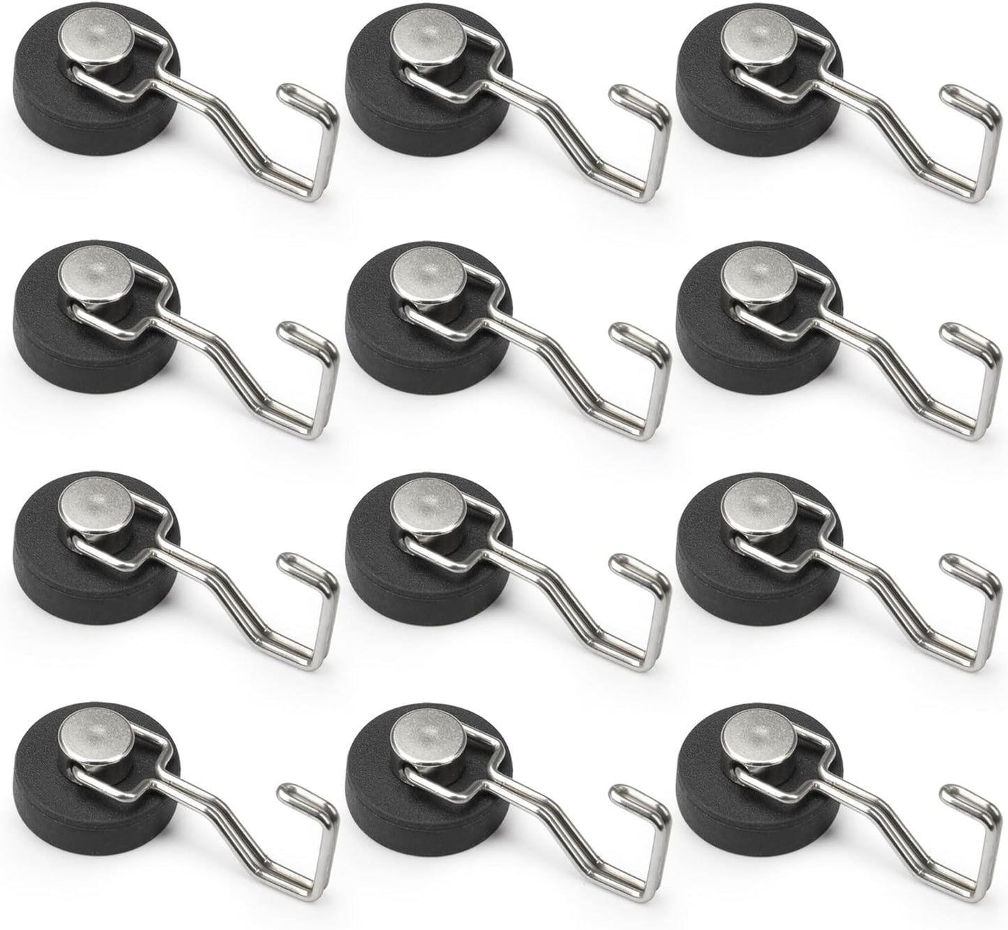 Rare Earth Strong Magnetic Hooks, Perfect for Cruise Ship Cabins and Kitchens, Waterproof Rubber Coated Magnetic Hooks(12, Sliver)