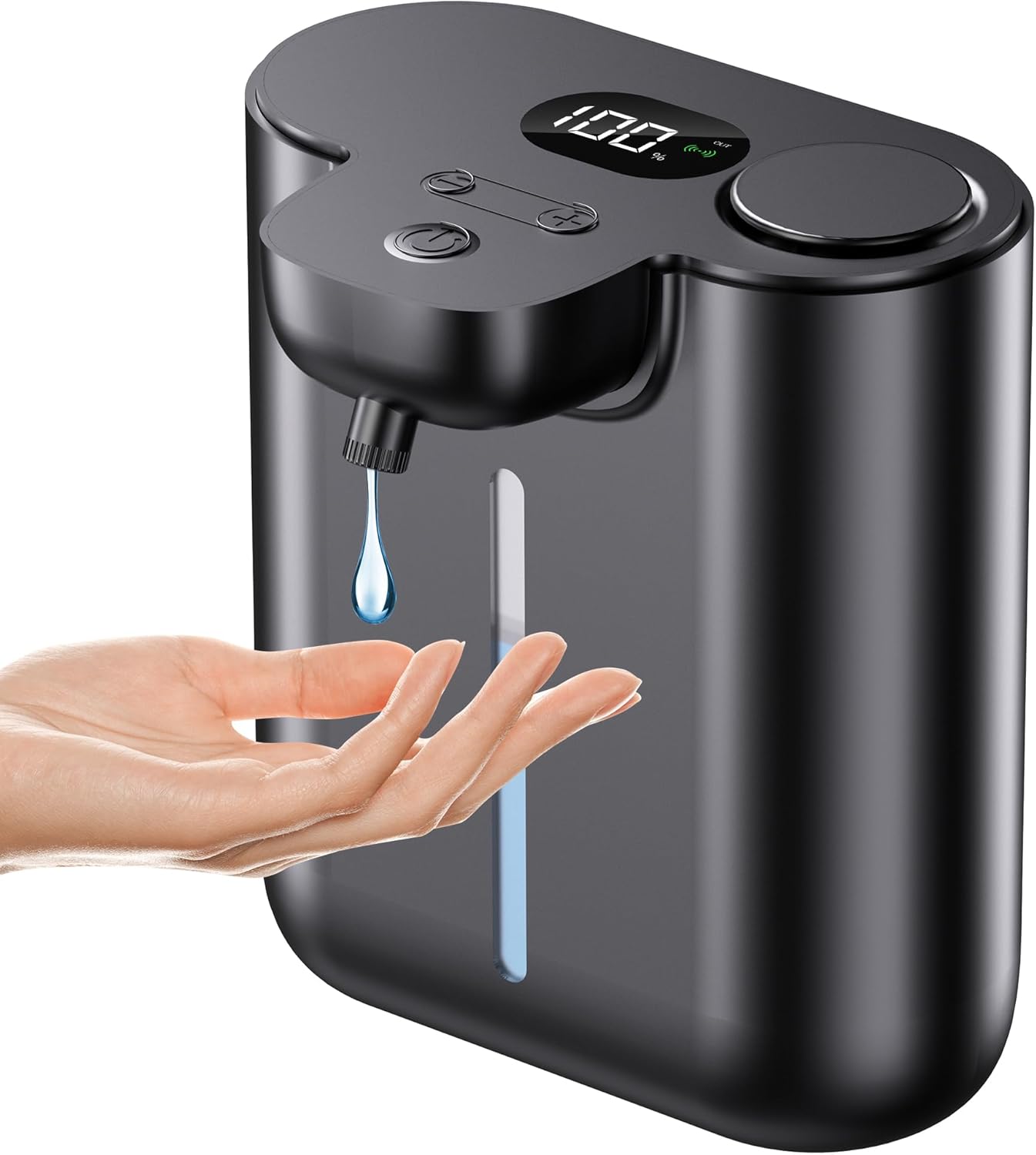 Automatic Liquid Soap Dispenser Touchless, 1200mAh Rechargeable Smart Hand Soap Dispenser, 9-Level Adjustable, 16.9oz/500mL Wall Mount for Bathroom Kitchen Office Dish Soap,Hands-Free,Black