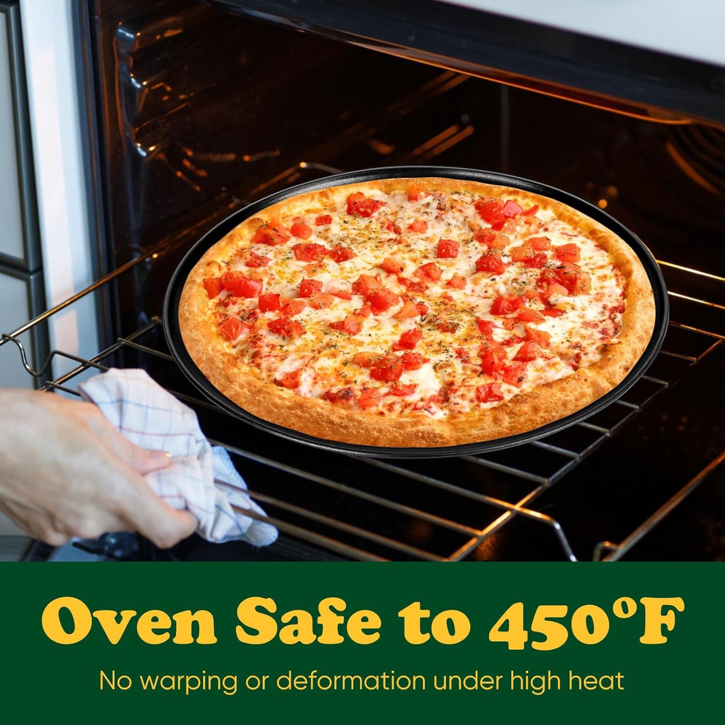 E-far 12 Inch Pizza Pan Set of 2, Nonstick Pizza Pie Pan Tray Platter, Metal Round Baking Sheet Cooking Pan for Oven, Durable & Stainless Steel Core