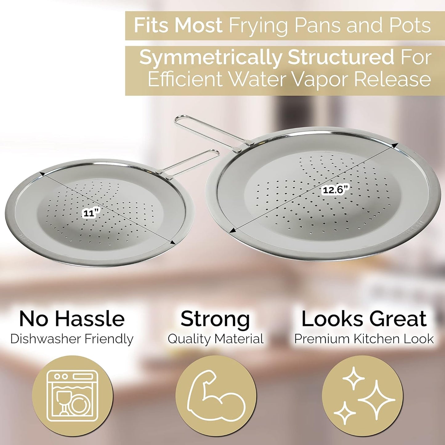 LUCETE Stainless Steel Splatter Screen 12.6" – Hot Grease Splatter Screen for Frying Pan - Oil Splash Guard - Protect your Skin from Burn & Keep Your Kitchen Cleaner (12.6 inch)