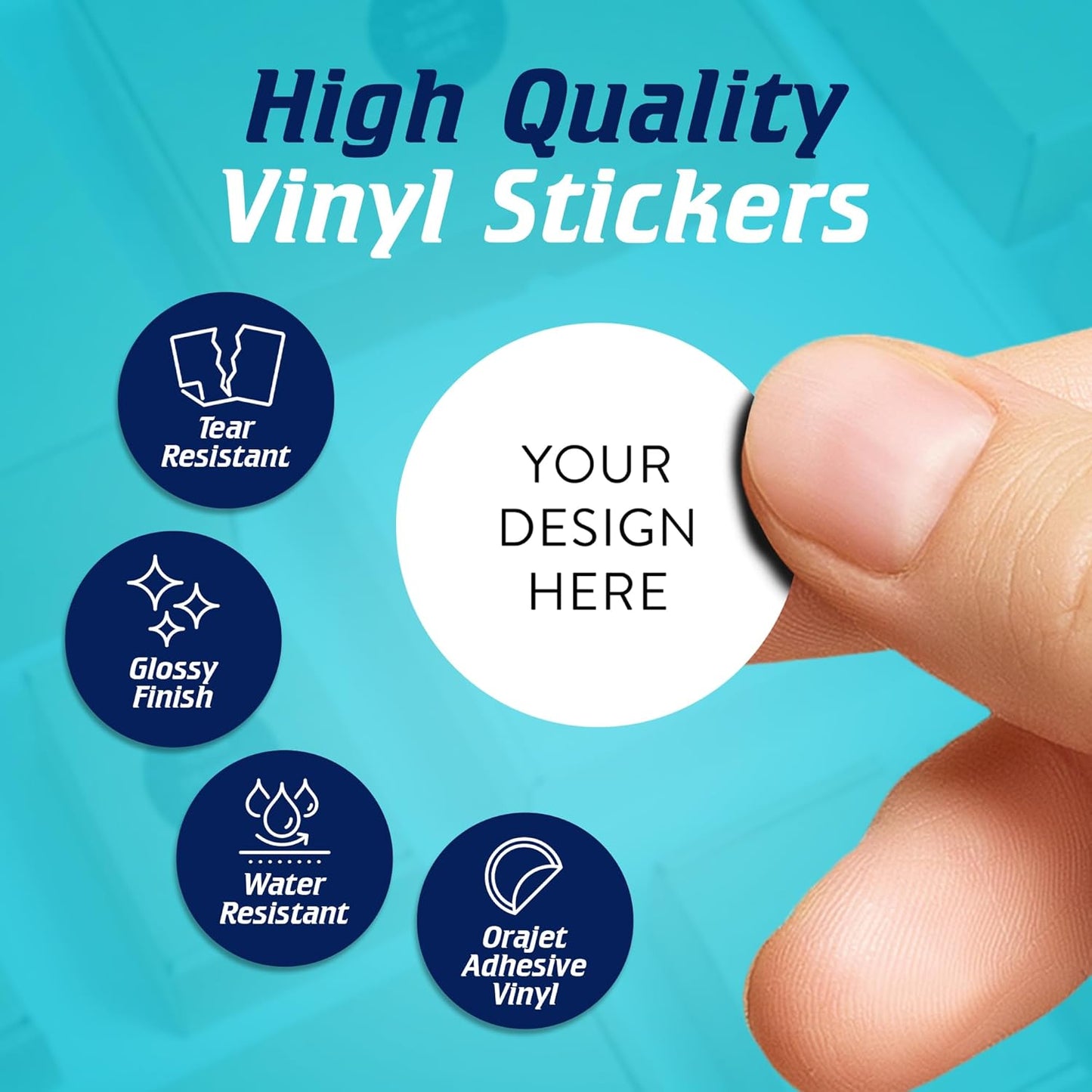 5-1000 Custom Vinyl Stickers - Upload Your own Image, Text, Design, Logo - Personalized Logo Labels for Handmade, Packaging, Bottle, Jars, Candle, Brand Stickers (White, 1x1)