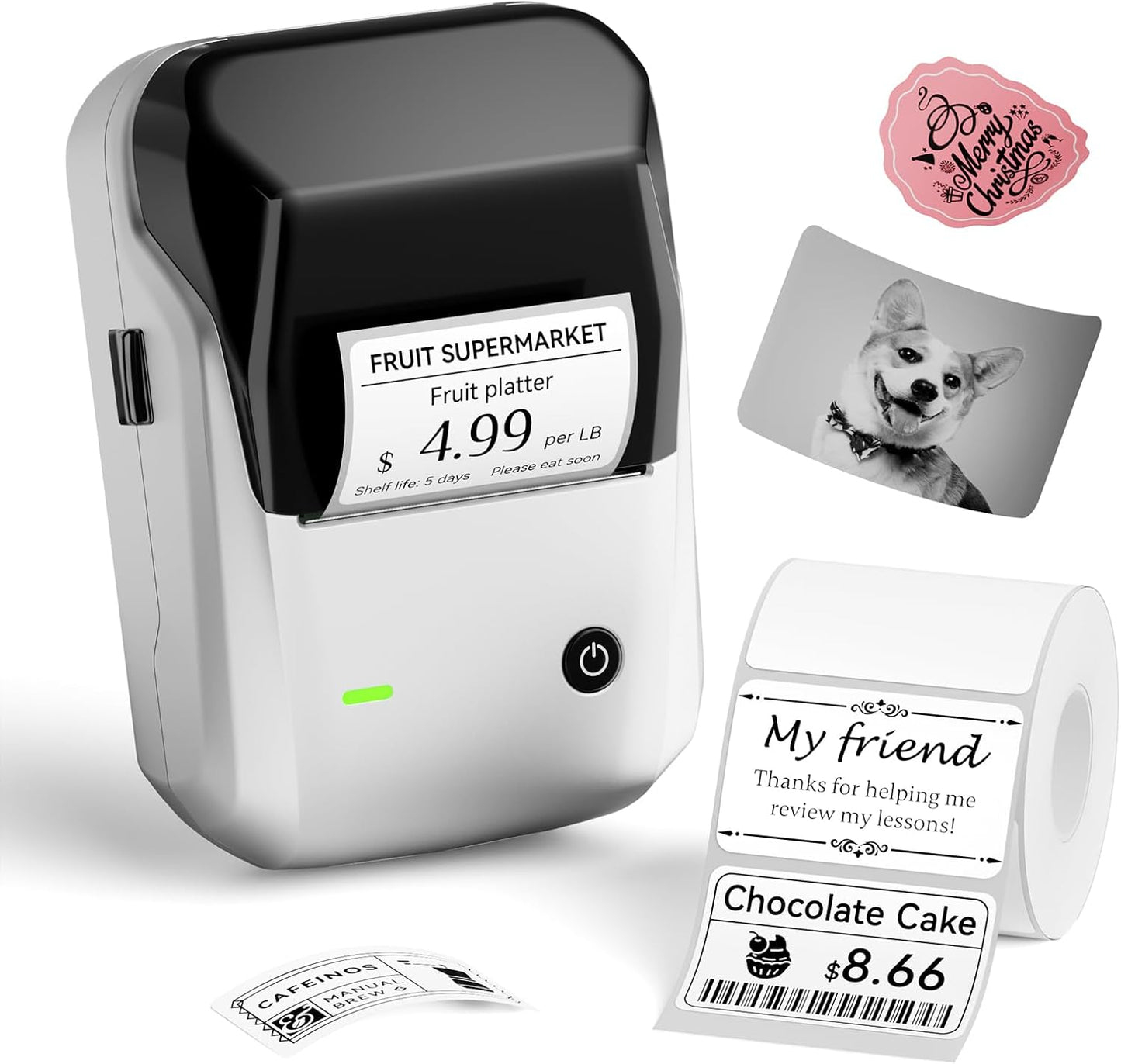 NIIMBOT B1 Label Maker with Tapes, 2 Inch Portable Thermal Label Printer for Home School Office Small Business, Address, Bakery, Crafts, Retail, Support Smartphones & PC, Silver