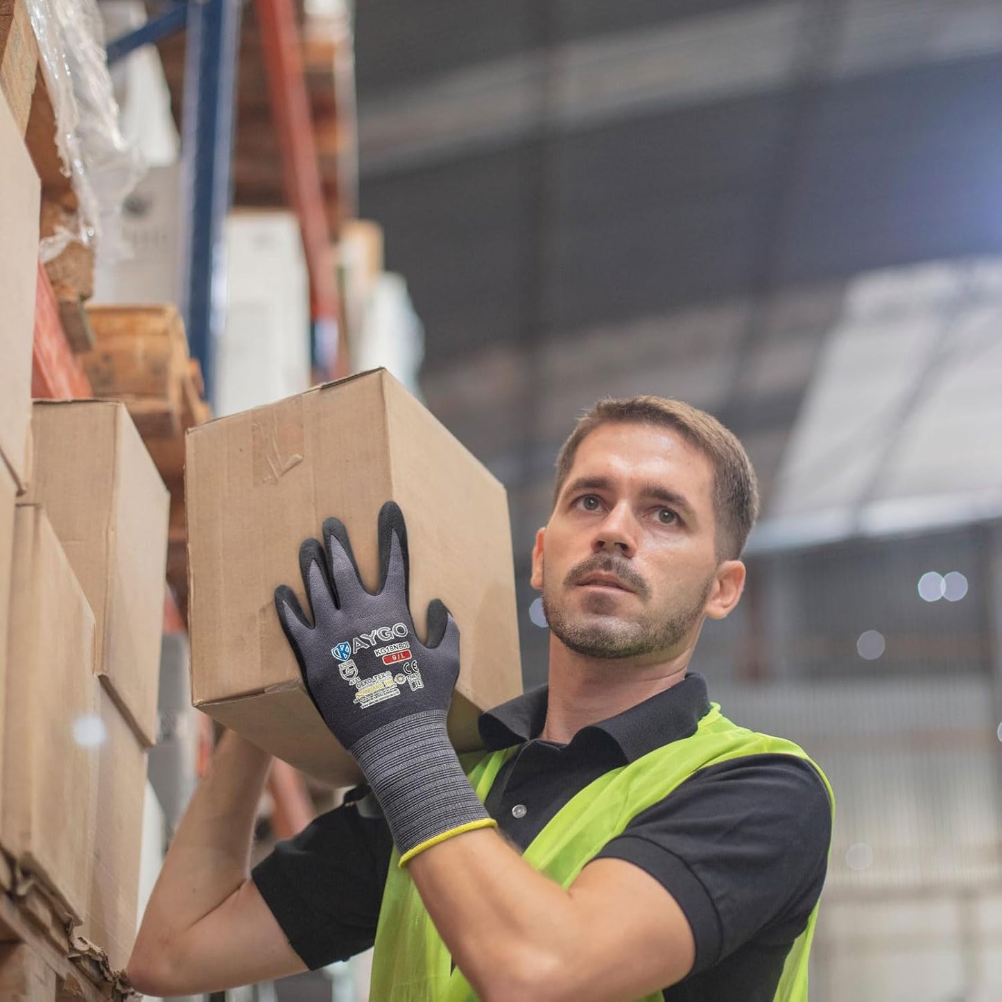 KAYGO Safety Work Gloves MicroFoam Nitrile Coated, 12 Pairs KG18NB,Seamless Knit Nylon Glove for Men and Women, Ideal for Automotive,Warehouse,Construction (X-Large,Gray)