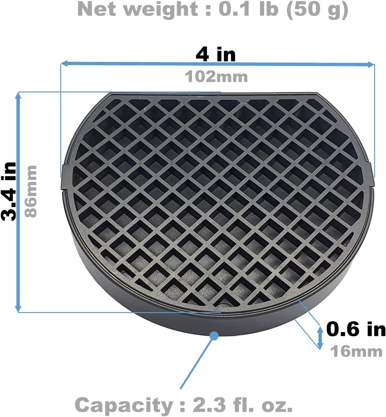 2, Coffee Drip Catcher 4 inches Small Drip Tray for Espresso Machine Carafe Water Urn Durable ABS Plastic, Black