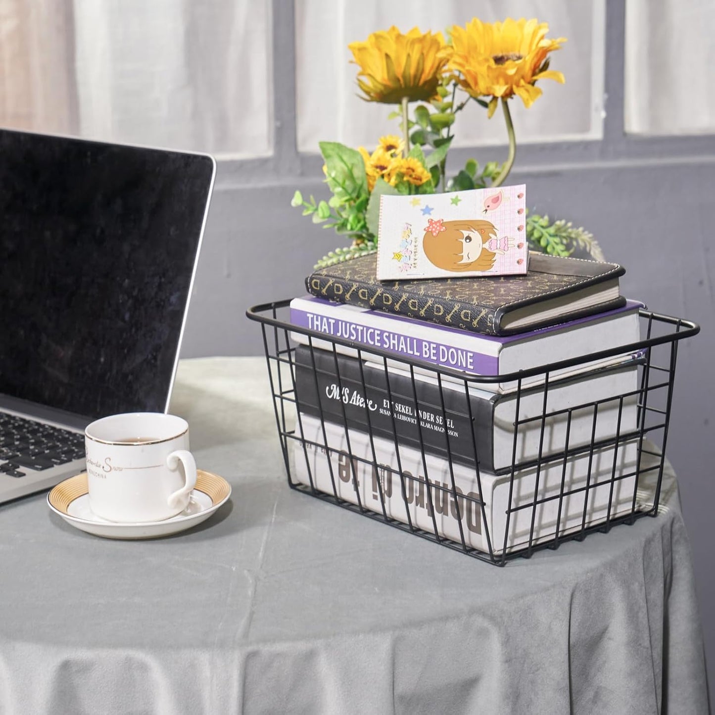 Wire Kitchen Storage Basket 2 Packs,Perfect Pantry Organization Accessories Basket,Laundry,Countertop Organization,Suitable for Kitchen,Bathroom,Bedroom,Tabletop,Stackable,Black