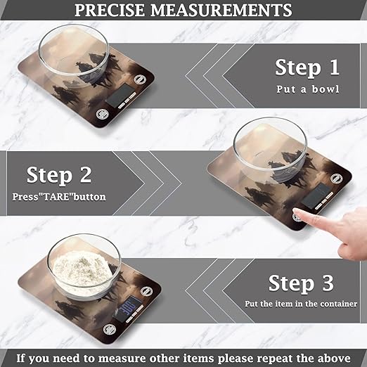 Digital Food Scale Cowboy Western – Fashion Design, 11lb/0.01oz, Tempered Glass, Kitchen Scales with LCD Display for Baking & Cooking, Batteries Not Included