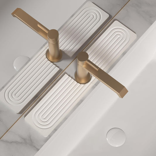 Faucet Mat for Kitchen Sink, Diatomite Stone Drying Sink Protectors, Bathroom Faucet Splash Guard, Quick Dry Water Absorbing, Non-Slip Stone Tray for Kitchen Counter, White, 20" x 3.9"