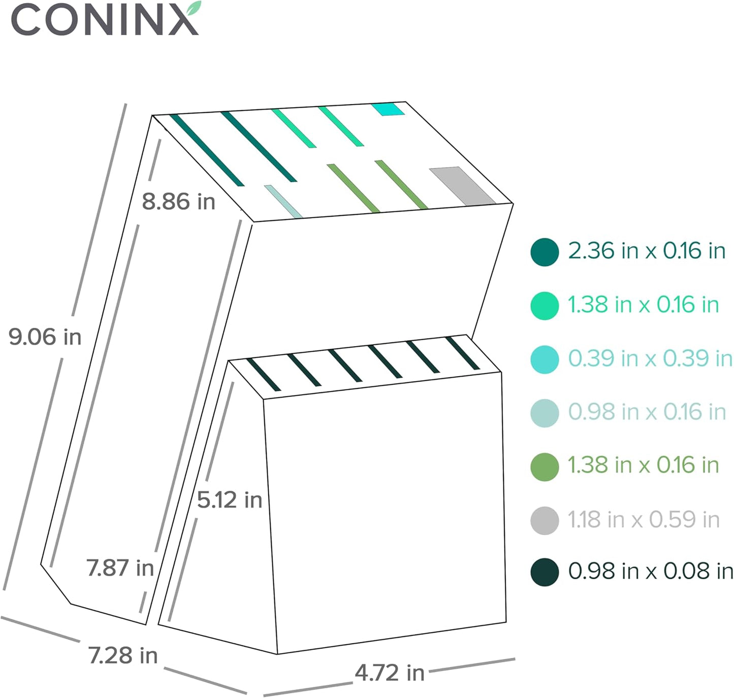 Coninx Acacia Wood Kitchen Knife Block - 15 Slots Knife Holder - Professional Quality Wood Knife Organizer - Secure Knife Stand To Keep Knives Neat & Sharp - Knife Blocks for Kitchen Knife Storage