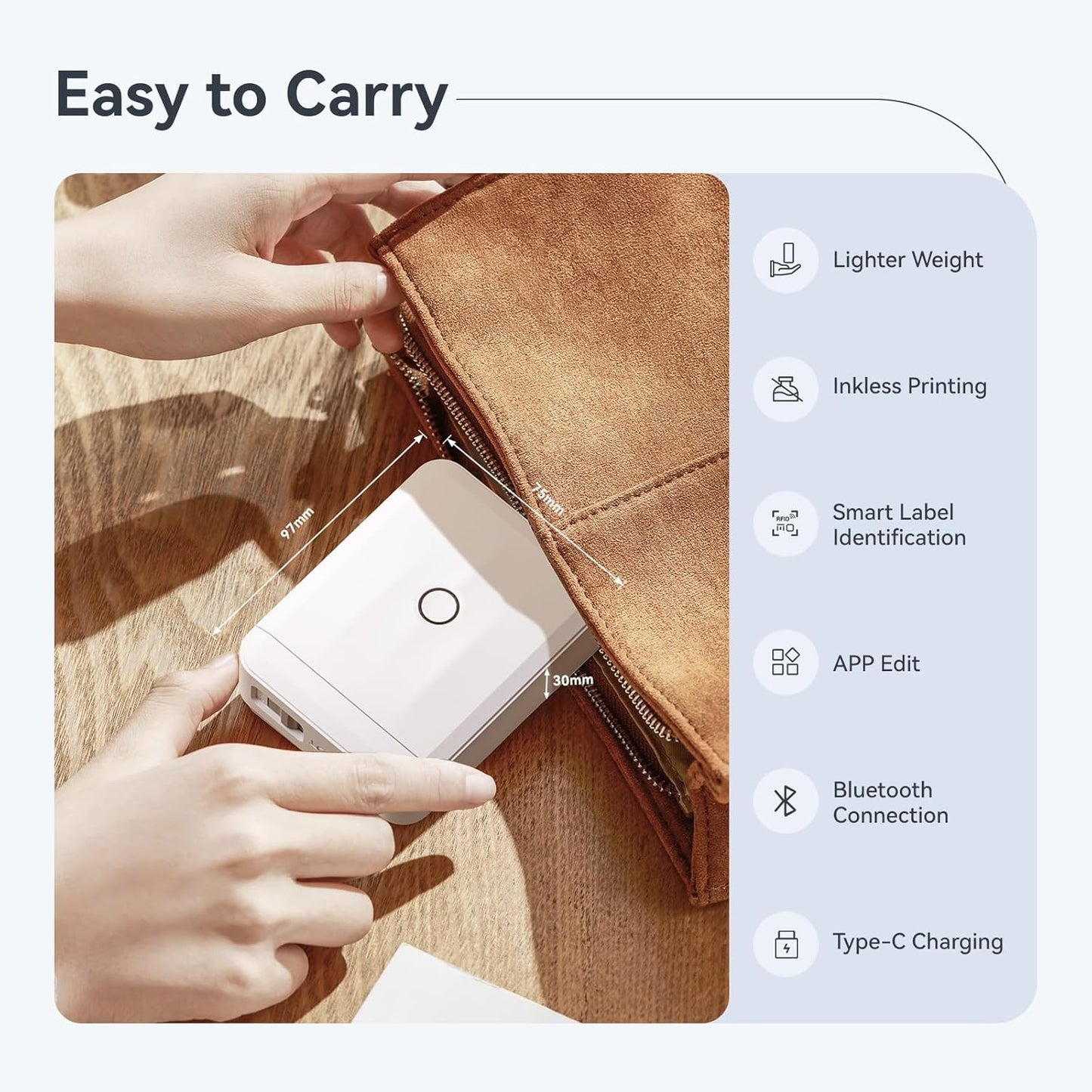 NIIMBOT D110 Upgraded Version Mini Label Maker Machine with Tape, Portable Bluetooth Thermal Printer, Sticker Labeler with Multiple Templates for Office Organization Home Kitchen School, White