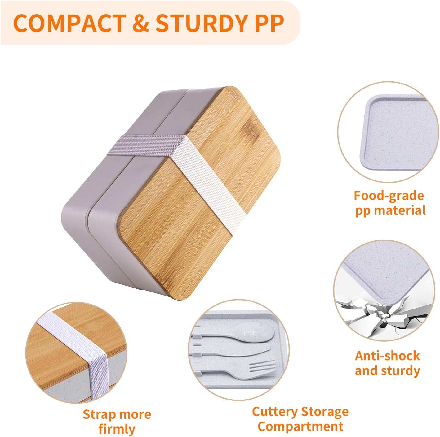 Bento Box Adult Lunch Box with lunch bag, Japanese Stackable Lunch Box Containers for Adult, Bento lunch Box with Dividers Grey