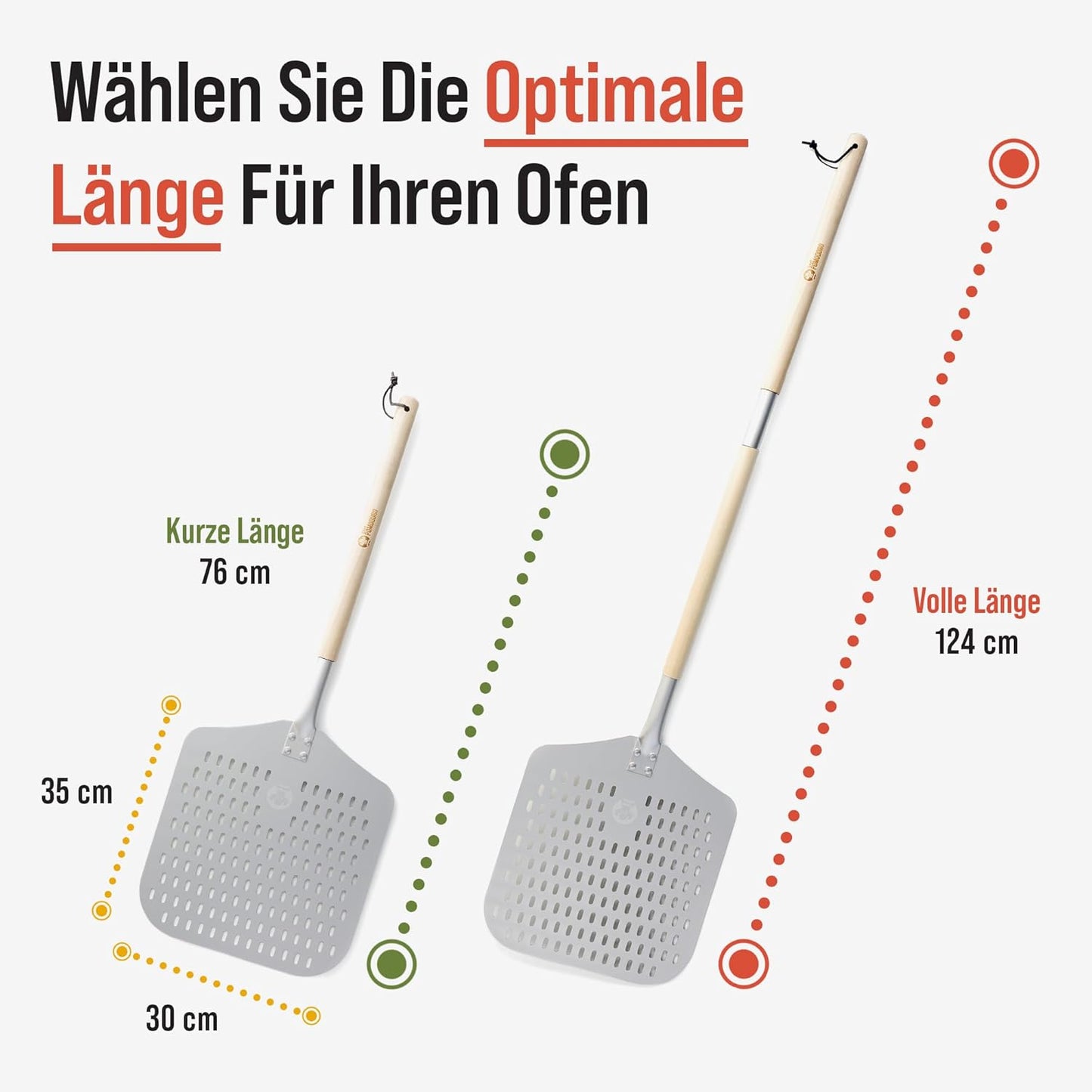 Chef Pomodoro Perforated Pizza Peel Aluminum, 12 x 14-Inch, with Detachable Wood 49-Inch Long Extendable Handle for Easy Storage, Gourmet Luxury Pizza Paddle for Baking Homemade Pizza Bread