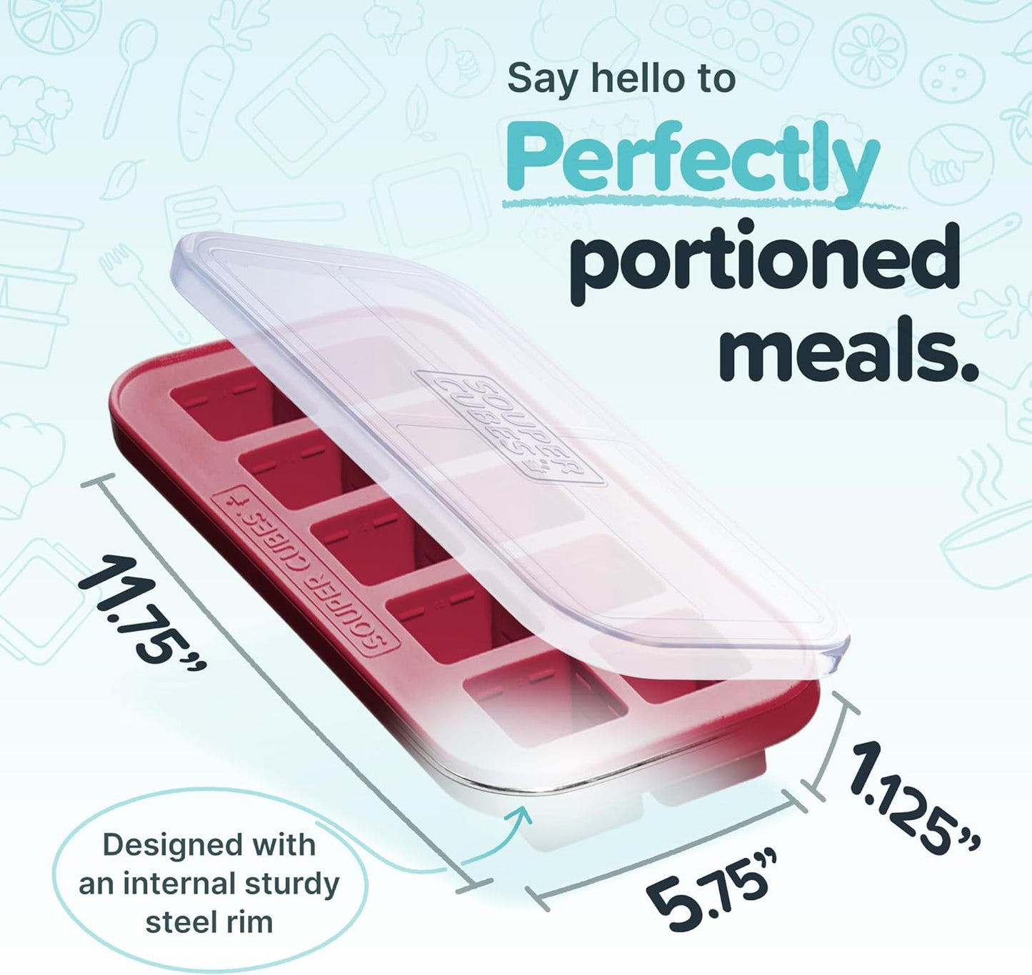 Souper Cubes 2 Tbsp. Silicone Freezer Molds - Perfect for Storing Garlic, Herbs, Ginger, Pesto, Tomato Paste, Lemon Juice, Purees and More - Silicone Baby Food Freezer Tray - Cranberry – 1-Pack