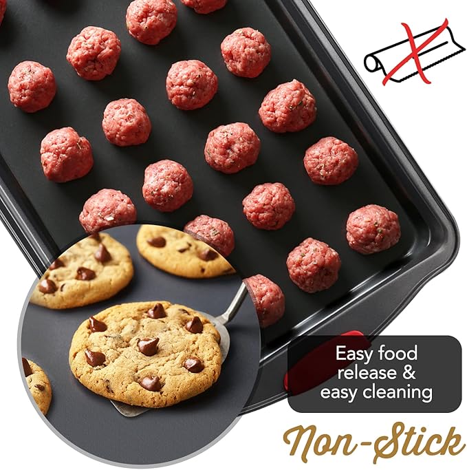 EatEx Bakeware Sets and Mixing Bowl Set, Non-Stick Baking Sheet Set with Utensils, Carbon Steel Cookie Sheets for Baking with Silicon Handles, Oven Safe Sheet Pans and More