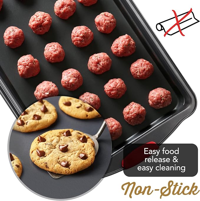 Baking Pan Set, 15 Piece Premium Baking Set, Nonstick Bakeware Sets BPA Free, Cookie Sheets for Baking Nonstick Set, Steel Baking Sheets for Oven with Muffin Pan, Cake Pan & Black Kitchen Utensils