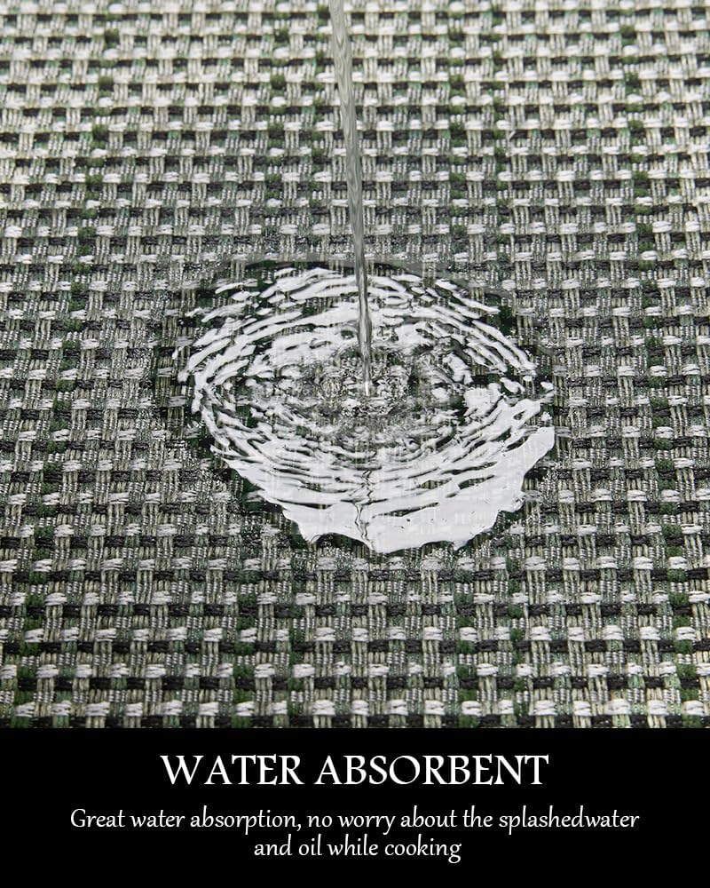 PADOOR Kitchen Mats for Floor, Kitchen Rugs Non Slip Washable, Half Circle Kitchen Floor Mat Sink Rug Rubber Backed Super Absorbent, 20"x32" Green
