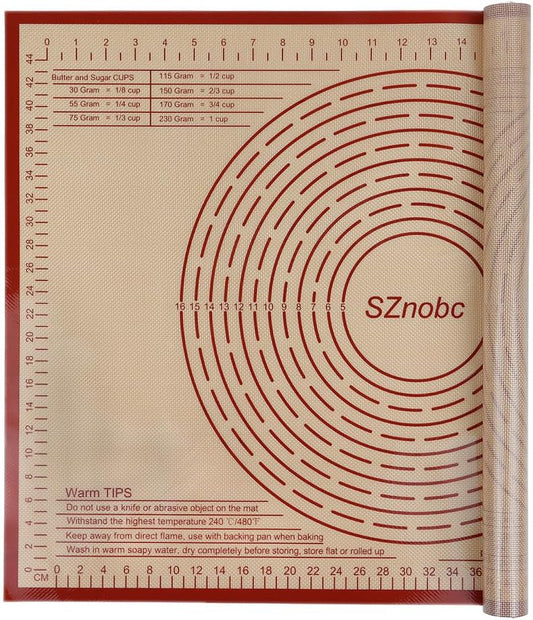 Non-slip Silicone Pastry Mat 28X20 inches Baking Mat with Measurement, Perfect for Dough, Pastry, Pie Crust, Fondant, Cookies, Bread, Pasta, Pizza, Food Grade Kitchen Counter Mats