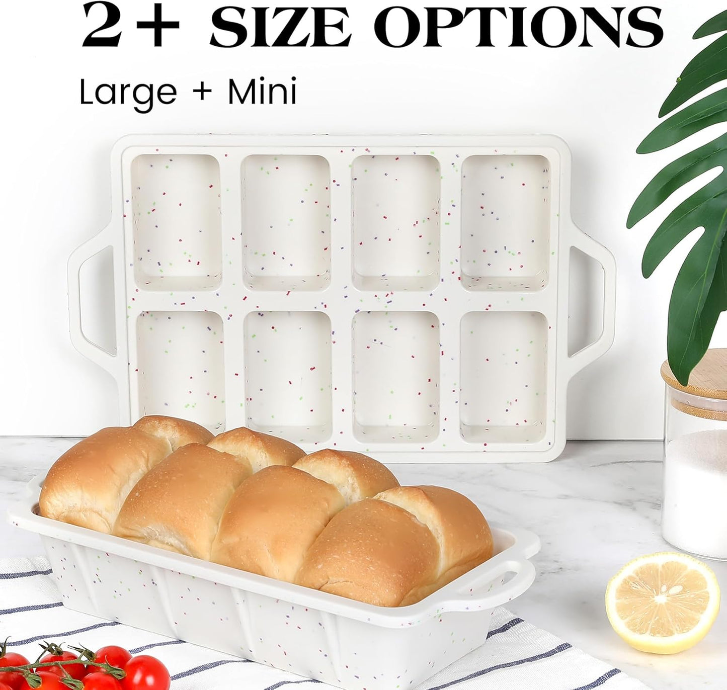 1 Pc Mini Loaf Pans Silicone, Nonstick Small Bread Pans for Baking, Tiny Meatloaf Pan with Metal Reinforced Frame 8 Cavity (Cream)