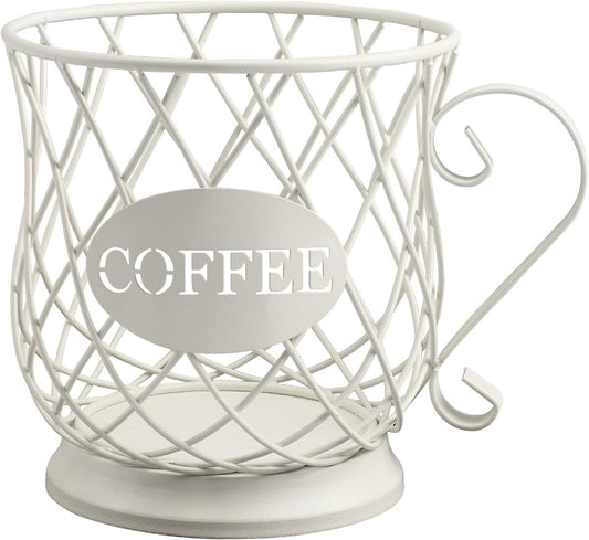 TreeLen Coffee Pod Capsule Storage Holder for 35 K Cups Capacity K Cup Holder K Cup Organizer for Counter Coffee Bar and Coffee Table - White