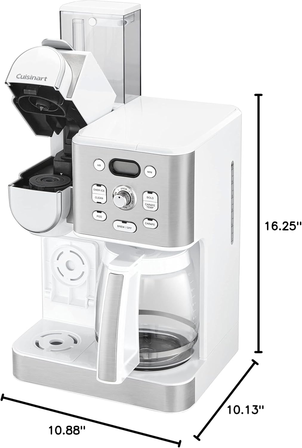 Cuisinart Coffee Maker, 12-Cup Glass Carafe, Automatic Hot & Iced Coffee Maker, Single Server Brewer, Stainless Steel, SS-16W, White