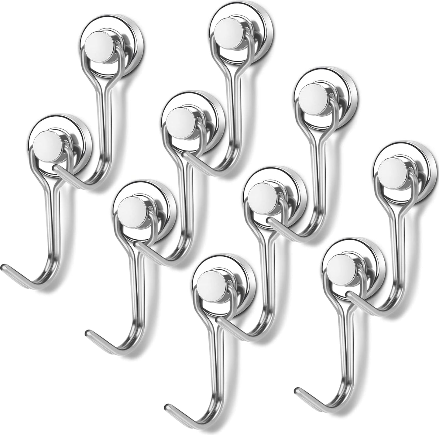 E BAVITE Swivel Swing Magnetic Hooks, 30LBS Powerful Strong Magnetic Hooks Perfect for Refrigerator, Kitchen,Pack of 10 Silver