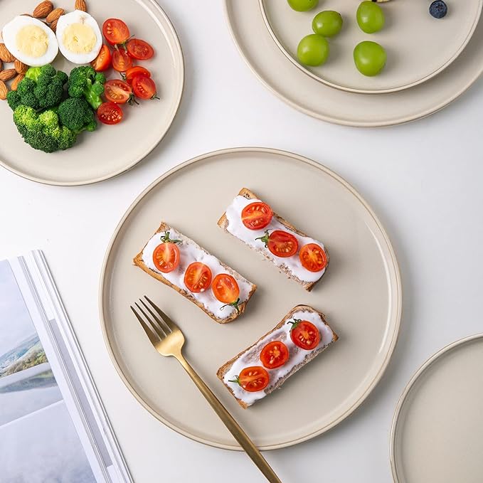 AmorArc Stoneware Dinnerware Sets,Round Reactive Glaze Plates and Bowls Set,Highly Scratch Resistant | Dishwasher & Microwave Safe,Dishes Service for 6 (18pc)