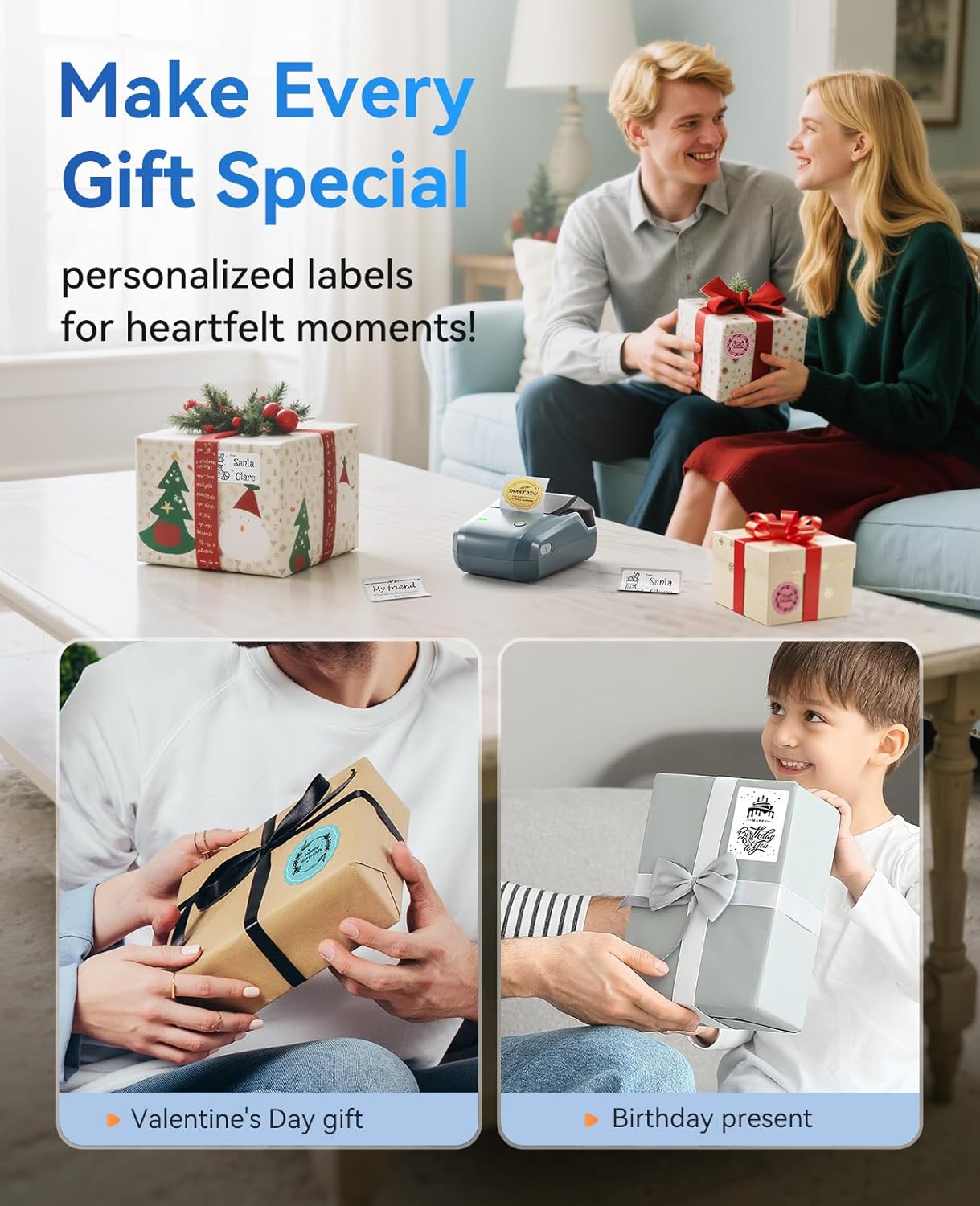 NIIMBOT B1 Label Maker Machine with Tape, Thermal Label Printer Easy to Use for Office, Home, Business, 2 Inch Label Maker with 2'' x1.18'' Labels-230pcs/Roll