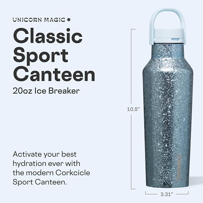 Corkcicle Classic Sport Canteen Insulated Water Bottle - Keeps Beverages Cold 25 Hours - Triple Insulated - Summer Drinkware Gift - Keeps Drinks Ice Cold - Leak-Proof Cap - 20 oz - Ice Breaker