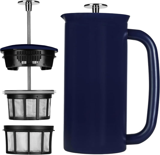 ESPRO P7 French Press Coffee Maker - Double-Walled Stainless Steel Insulated with Micro-Filter, 32 Ounces, Aegean Blue