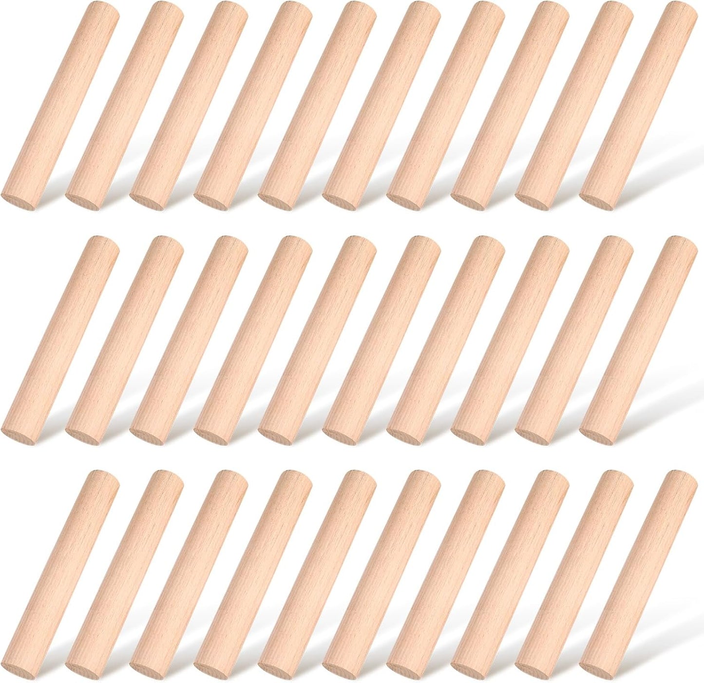 Patelai Small Wooden Rolling Pin, Dumpling Dough Roller Wooden Mini Rolling Pins Kitchen Utensil Tool for Fondant, Pasta, Bread, Pastry, Cookies, Pizza, Pie, Cylinder Style, 6.3 Inch (30 Pieces)