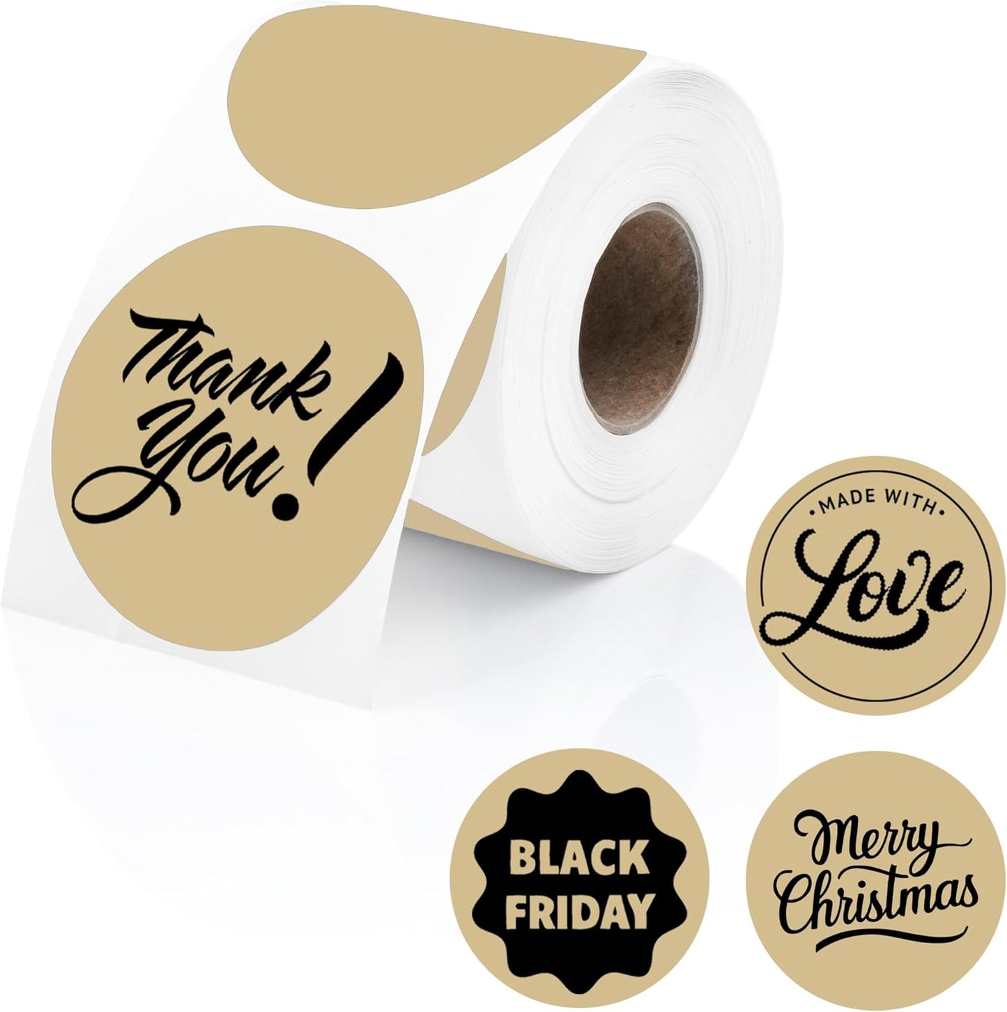 Perco Light Brown 2-inch Round Circle Thermal Sticker Labels - 300 Labels/Roll, Direct Thermal Printer Compatible, Permanent Adhesive, Vibrant Colors, Strong Hold, Perforated for Easy Use—Made in USA