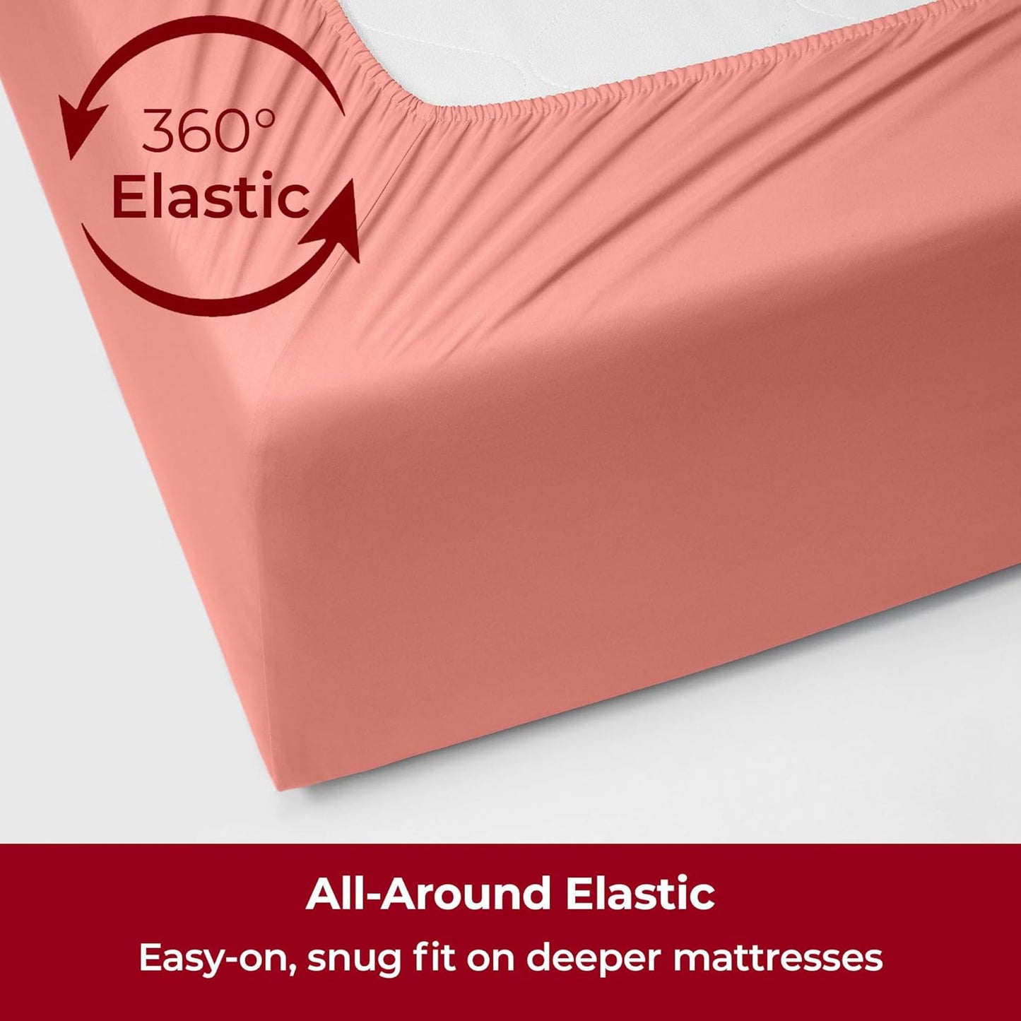 Mellanni Extra Deep California King Sheets - 4 PC Iconic Collection Bedding - Hotel Luxury, Ultra Soft, Cooling Bed Sheets - Wrinkle, Fade, Stain Resistant (Cal King, Coral)