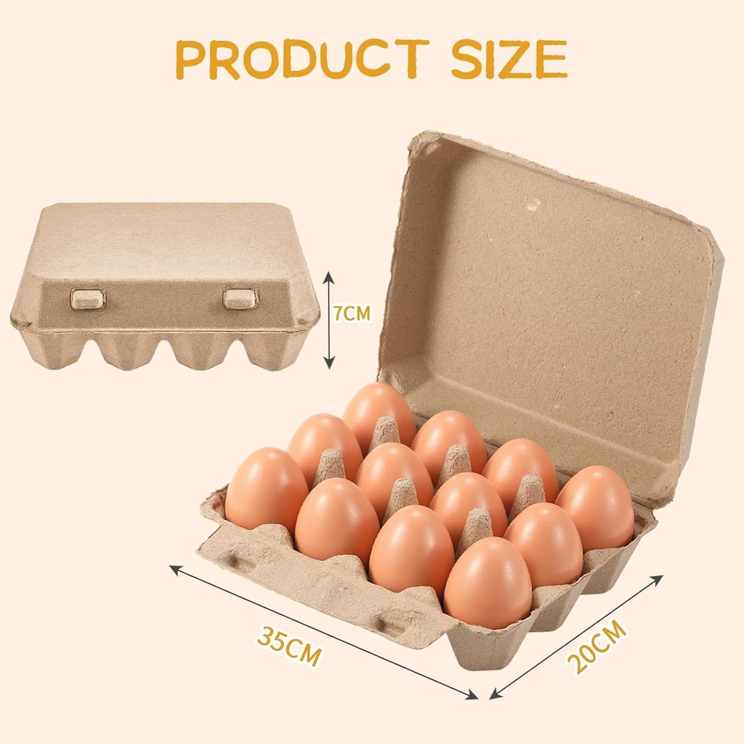 Egg Cartons 30 Pack,Classic 3x4 Style Holds 12 Large Eggs, Sturdy Design Made from Recycled Cardboard.