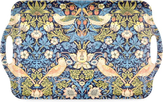 Pimpernel Morris & Co Strawberry Thief Blue Tray with Handles - Decorative Melamine Serving Tray for Afternoon Tea, Coffee Table Display, Garden Party Entertaining, Charcuterie Board, Gifting