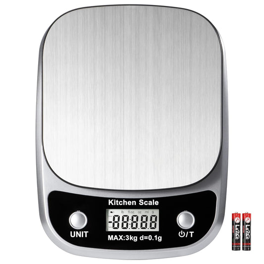 Food Kitchen Scale Digital Weight Grams and Oz，Professional Small Digital Kitchen Food Scales 3kg/0.1g for Weight Loss