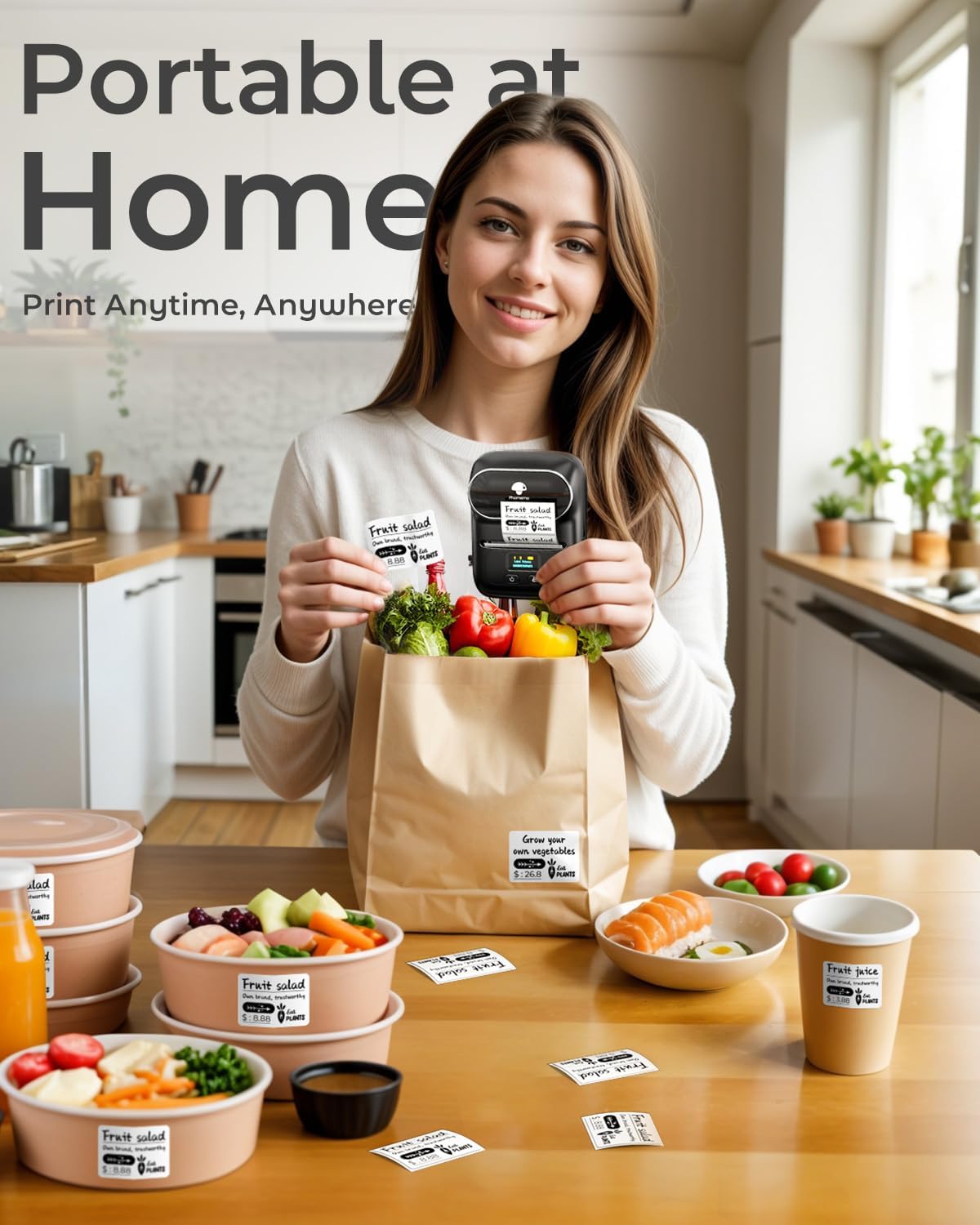 Phomemo M110 Label Maker - M110 Barcode Label Printer Portable Bluetooth Maker Machine with Tape for Name Labels, Small Business, Address, Logo, Clothing Price Tag, Mailing, with 40x30mm Label, Black